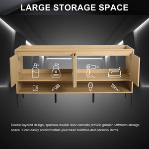 English Elm 60" Freestanding Bathroom Vanity Cabinet Only, 4 Soft-Close Doors, KD Packing, Durable 67.7x23x7.9 W1972P199464