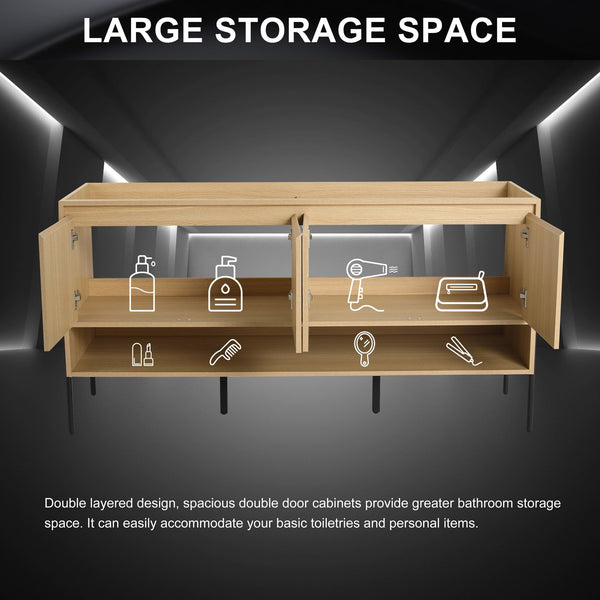 English Elm 60" Freestanding Bathroom Vanity Cabinet Only, 4 Soft-Close Doors, KD Packing, Durable 67.7x23x7.9 W1972P199464
