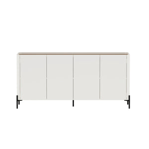 English Elm Abbey 67" Sideboard in Maple and Off White with Soft-Close Doors, Adjustable Shelves, Modern Tray Top Brown+White B365S00111