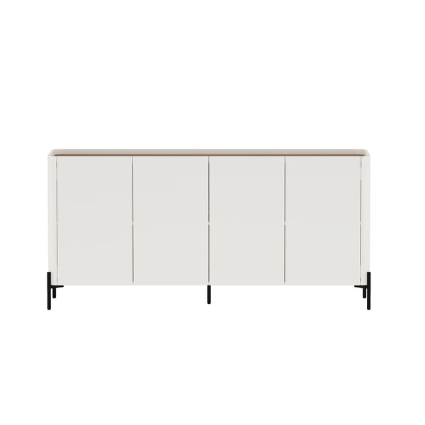 English Elm Abbey 67" Sideboard in Maple and Off White with Soft-Close Doors, Adjustable Shelves, Modern Tray Top Brown+White B365S00111
