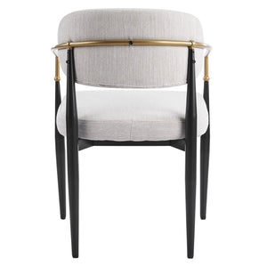 English Elm Fabric Upholstered Dining Chairs Glam Set of Two with Gold Accents Iron Frame N768P379506B