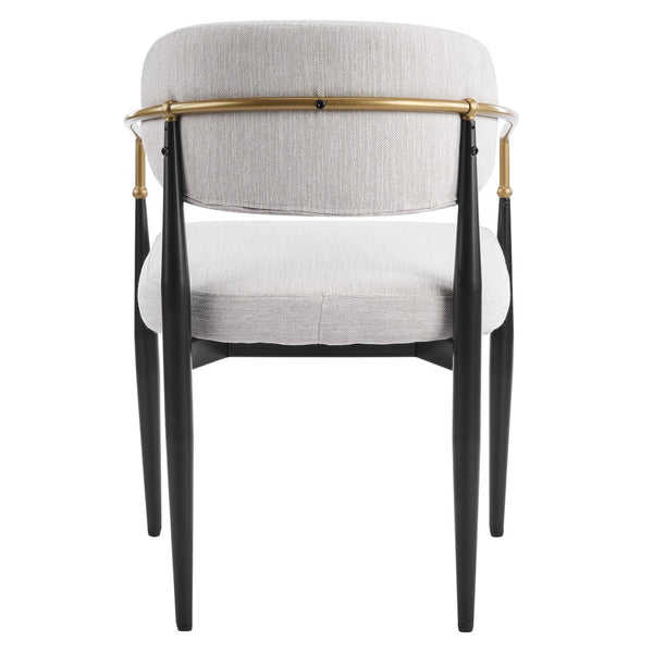 English Elm Fabric Upholstered Dining Chairs Glam Set of Two with Gold Accents Iron Frame N768P379506B