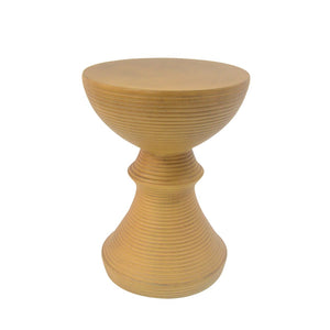 English Elm 16" Ribbed Concrete Outdoor Side Table Sculptural Hourglass Patio Garden Accent Natural N767P192100N
