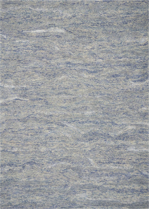 HomeRoots 7' Luxurious Hand-Tufted Wool Area Rug with Abstract Blue and Beige Design for Modern Interiors 3' X 5' 354017