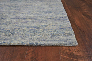 HomeRoots 7' Luxurious Hand-Tufted Wool Area Rug with Abstract Blue and Beige Design for Modern Interiors 3' X 5' 354017