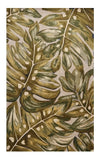 Homeroots 2' X 4' Green Palm Leaves Wool Area Rug  Wool 354022