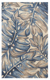 Homeroots 3' X 4' Beige And Blue Wool Tropical Botanical Hand Tufted Area Rug  Wool 354023