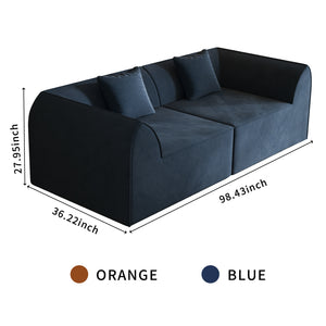 English Elm Compressed Memory Foam Sofa 2-Seater Lounger Daybed with Rectangular Pillow, Space-Saving Expandable Comfort Blue W3670S00006