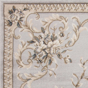 HomeRoots 9' Timeless Light Gray Floral Medallion Area Rug - Durable, Stain-Resistant Design for High-Traffic Areas 5' X 8' 354043