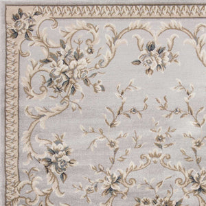 HomeRoots 9' Timeless Light Gray Floral Medallion Area Rug - Durable, Stain-Resistant Design for High-Traffic Areas 5' X 8' 354043