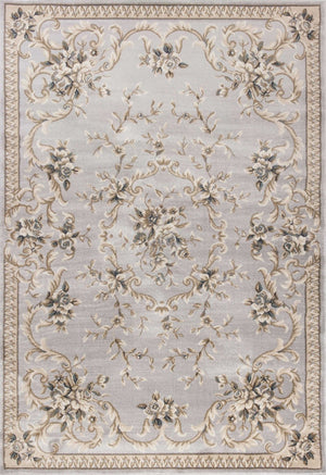 HomeRoots 9' Timeless Light Gray Floral Medallion Area Rug - Durable, Stain-Resistant Design for High-Traffic Areas 5' X 8' 354043
