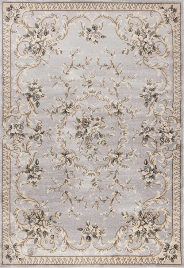 HomeRoots 9' Timeless Light Gray Floral Medallion Area Rug - Durable, Stain-Resistant Design for High-Traffic Areas 5' X 8' 354043