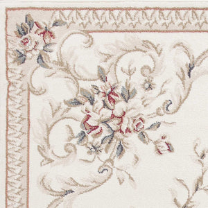HomeRoots 8' Traditional Floral Medallion Area Rug in Ivory, Red & Green - Elegant, Durable Design for Any Room 5' X 8' 354044