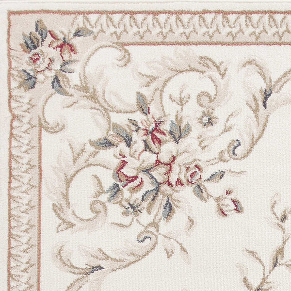 HomeRoots 8' Traditional Floral Medallion Area Rug in Ivory, Red & Green - Elegant, Durable Design for Any Room 5' X 8' 354044