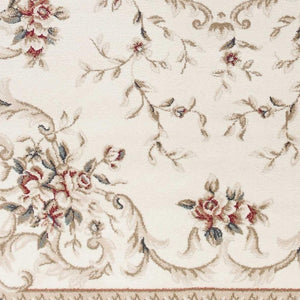 HomeRoots 8' Traditional Floral Medallion Area Rug in Ivory, Red & Green - Elegant, Durable Design for Any Room 5' X 8' 354044