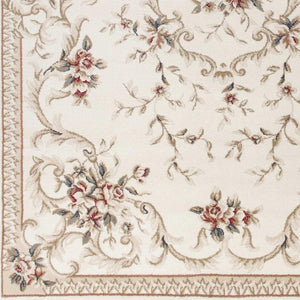 HomeRoots 8' Traditional Floral Medallion Area Rug in Ivory, Red & Green - Elegant, Durable Design for Any Room 5' X 8' 354044