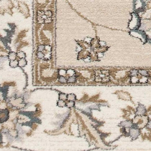 HomeRoots 9' Elegant Beige and Ivory Floral Medallion Area Rug – Timeless Design for Classic Living Spaces 5' X 8' 354046