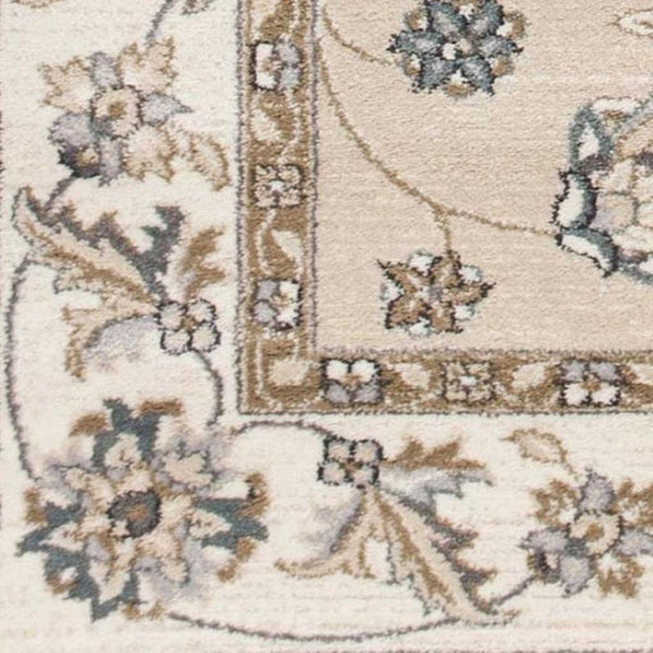 HomeRoots 9' Elegant Beige and Ivory Floral Medallion Area Rug – Timeless Design for Classic Living Spaces 5' X 8' 354046