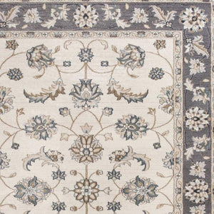 HomeRoots 8' Ivory and Gray Floral Medallion Rug - Elegant, Stain-Resistant Design for Timeless Home Style 5' X 8' 354047