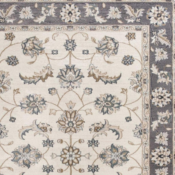 HomeRoots 8' Ivory and Gray Floral Medallion Rug - Elegant, Stain-Resistant Design for Timeless Home Style 5' X 8' 354047