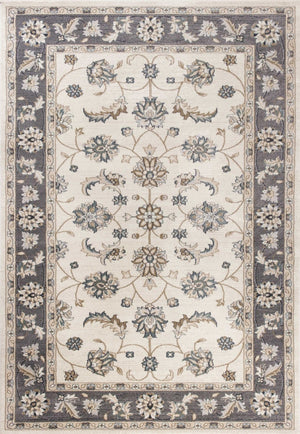 HomeRoots 8' Ivory and Gray Floral Medallion Rug - Elegant, Stain-Resistant Design for Timeless Home Style 5' X 8' 354047
