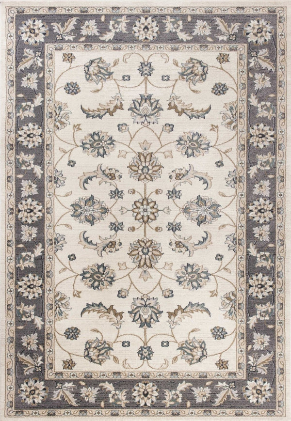 HomeRoots 8' Ivory and Gray Floral Medallion Rug - Elegant, Stain-Resistant Design for Timeless Home Style 5' X 8' 354047