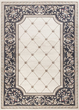 HomeRoots 8' Ivory and Gray Floral Area Rug - Durable, Stain-Resistant Design for Timeless Style and Comfort 5' X 8' 354049
