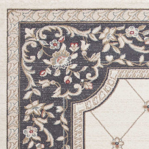 HomeRoots 8' Ivory and Gray Floral Area Rug - Durable, Stain-Resistant Design for Timeless Style and Comfort 5' X 8' 354049