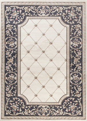 HomeRoots 8' Ivory and Gray Floral Area Rug - Durable, Stain-Resistant Design for Timeless Style and Comfort 5' X 8' 354049
