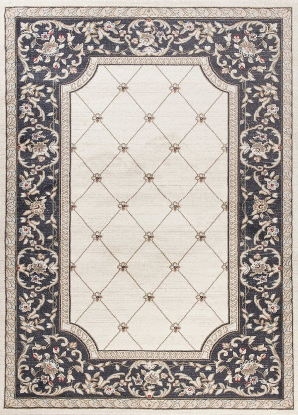 HomeRoots 8' Ivory and Gray Floral Area Rug - Durable, Stain-Resistant Design for Timeless Style and Comfort 5' X 8' 354049