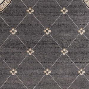 HomeRoots 8' Gray and Ivory Floral Round Rug - Elegant Traditional Design for High-Traffic Living Spaces 5' X 8' 354050