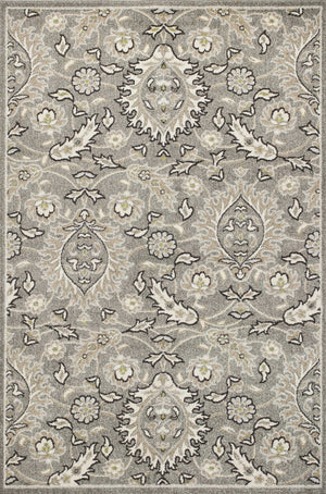HomeRoots 7' Gray and Ivory Floral Medallion Area Rug - Timeless Elegance with UV Protection for Busy Homes 5' X 8' 354067