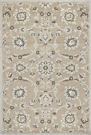 HomeRoots 7' Timeless Floral Beige Area Rug – Versatile Indoor/Outdoor Design for Elegant Spaces & Durability 5' x 8' 354069