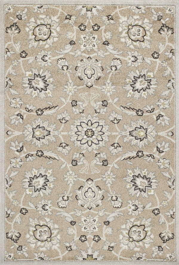 HomeRoots 7' Timeless Floral Beige Area Rug – Versatile Indoor/Outdoor Design for Elegant Spaces & Durability 5' x 8' 354069