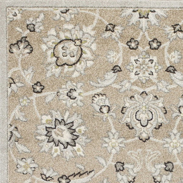 HomeRoots 7' Timeless Floral Beige Area Rug – Versatile Indoor/Outdoor Design for Elegant Spaces & Durability 5' x 8' 354069