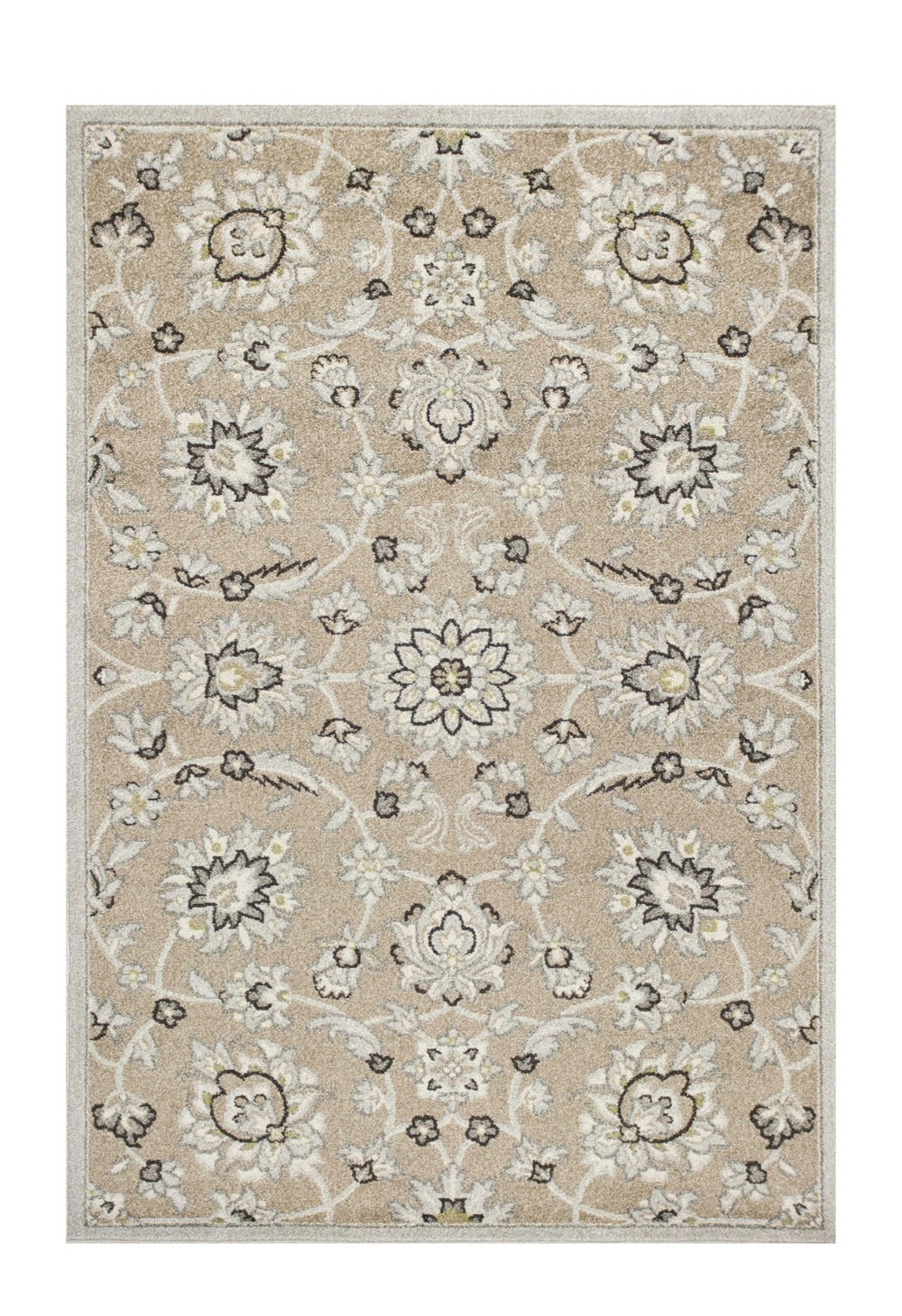 HomeRoots 7' Timeless Floral Beige Area Rug – Versatile Indoor/Outdoor Design for Elegant Spaces & Durability 5' x 8' 354069