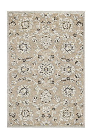 HomeRoots 7' Timeless Floral Beige Area Rug – Versatile Indoor/Outdoor Design for Elegant Spaces & Durability 5' x 8' 354069