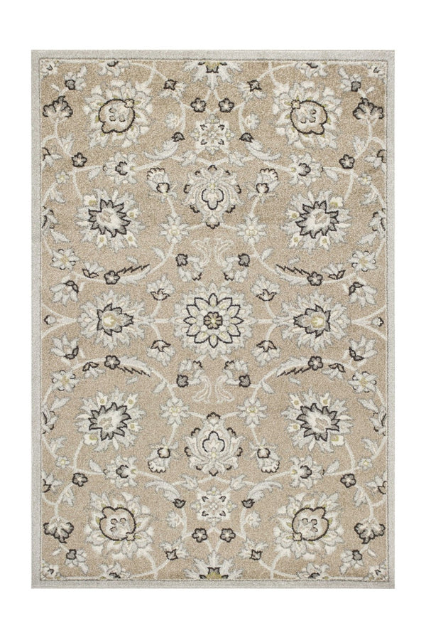 HomeRoots 7' Timeless Floral Beige Area Rug – Versatile Indoor/Outdoor Design for Elegant Spaces & Durability 5' x 8' 354069