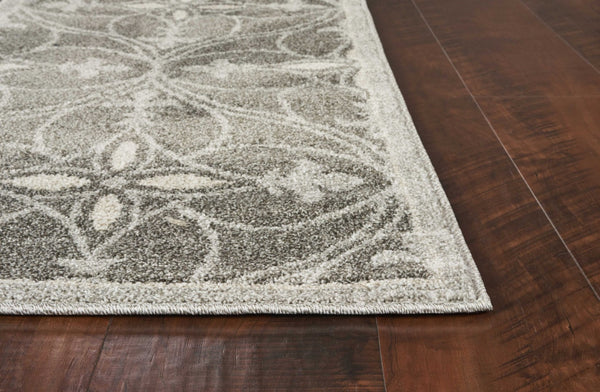 HomeRoots 7' Gray Moroccan Indoor Outdoor Area Rug - Stylish Quatrefoil Design for Versatile Spaces & Easy Care 5' x 8' 354071