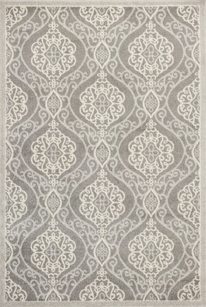 HomeRoots 7' Silver Moroccan-Inspired Area Rug for Indoor & Outdoor Living - Durable, Easy to Maintain, Stylish 5' x 8' 354073