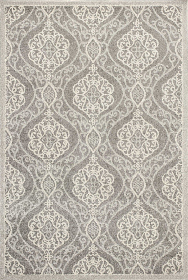 HomeRoots 7' Silver Moroccan-Inspired Area Rug for Indoor & Outdoor Living - Durable, Easy to Maintain, Stylish 5' x 8' 354073