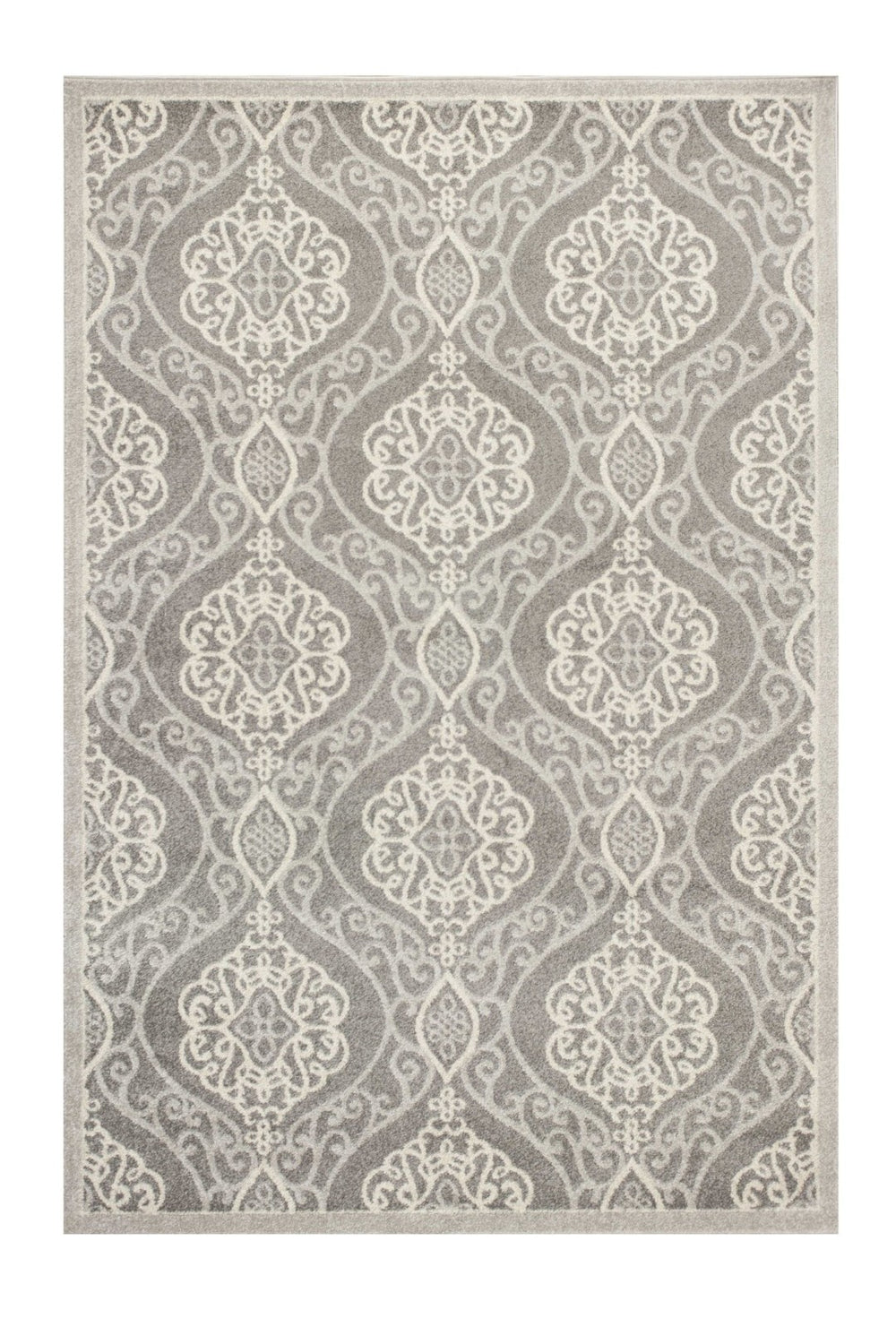 HomeRoots 7' Silver Moroccan-Inspired Area Rug for Indoor & Outdoor Living - Durable, Easy to Maintain, Stylish 5' x 8' 354073