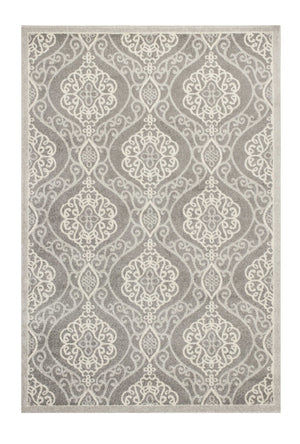 HomeRoots 7' Silver Moroccan-Inspired Area Rug for Indoor & Outdoor Living - Durable, Easy to Maintain, Stylish 5' x 8' 354073