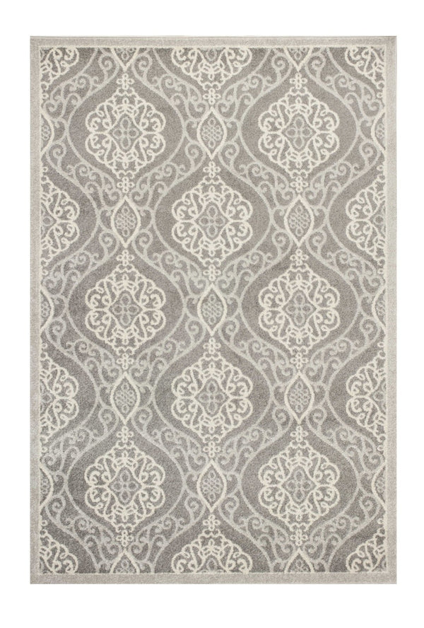 HomeRoots 7' Silver Moroccan-Inspired Area Rug for Indoor & Outdoor Living - Durable, Easy to Maintain, Stylish 5' x 8' 354073