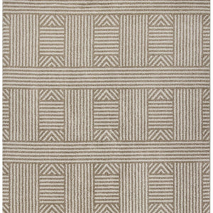 Homeroots 5' X 8' Beige And Ivory Geometric Indoor Outdoor Area Rug  Polypropylene 354074