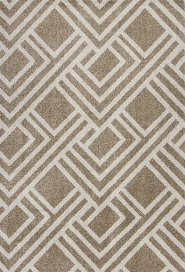 HomeRoots 5' Versatile Beige Geometric Area Rug – Perfect for Indoor or Outdoor Spaces, Easy Care & Modern Style 5' x 8' 354075