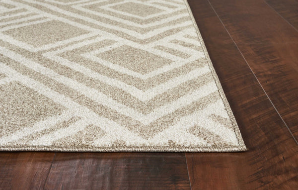 HomeRoots 5' Versatile Beige Geometric Area Rug – Perfect for Indoor or Outdoor Spaces, Easy Care & Modern Style 5' x 8' 354075