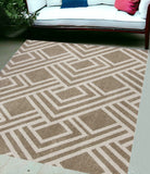 Homeroots 5' X 8' Beige Geometric Indoor Outdoor Area Rug  Polypropylene 354075