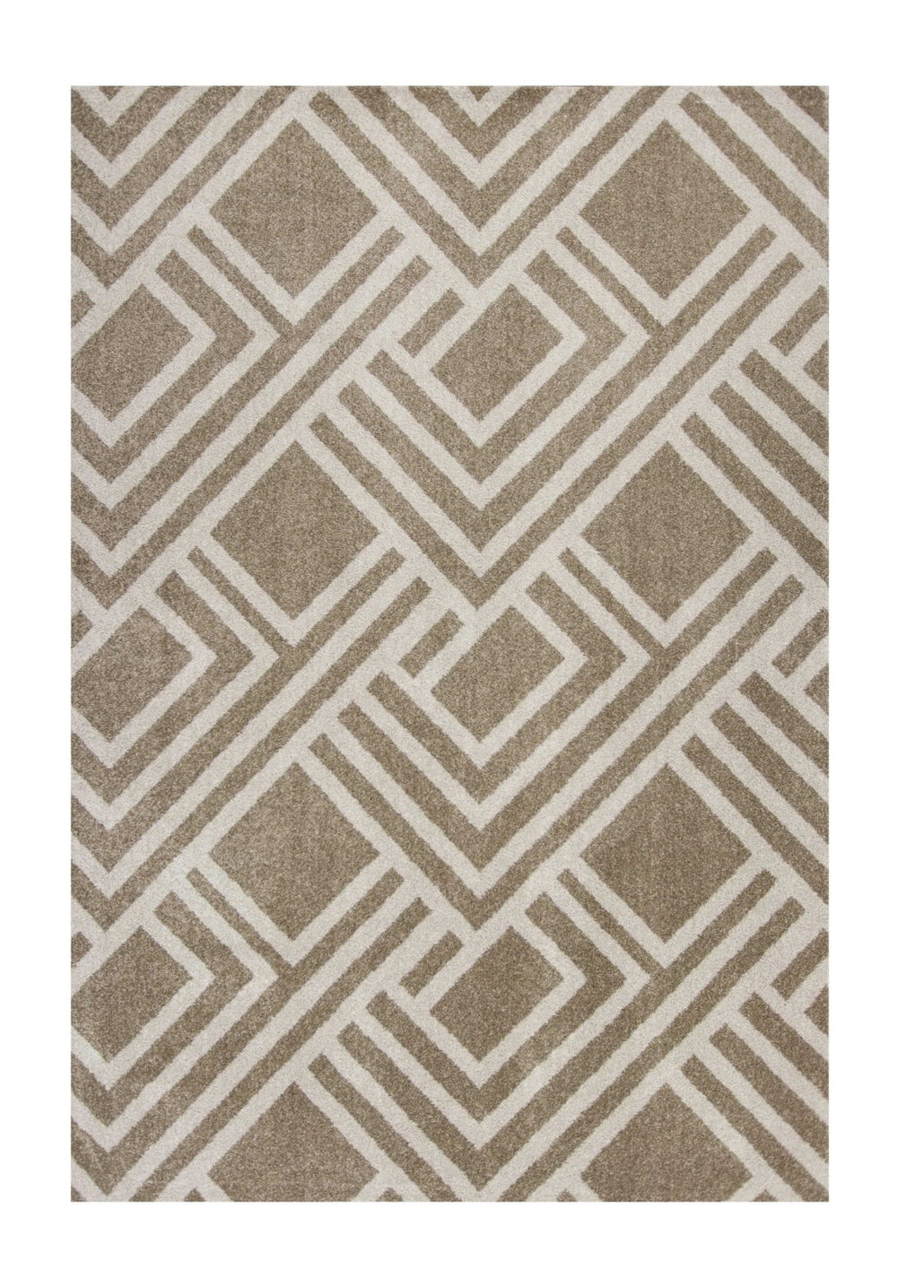 HomeRoots 5' Versatile Beige Geometric Area Rug – Perfect for Indoor or Outdoor Spaces, Easy Care & Modern Style 5' x 8' 354075
