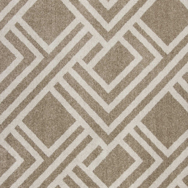 HomeRoots 5' Versatile Beige Geometric Area Rug – Perfect for Indoor or Outdoor Spaces, Easy Care & Modern Style 5' x 8' 354075